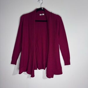 Victoria Wine Red Open Front Drape Cardigan Soft Stretch Cozy Valentine Layer